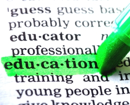 Terms and Conditions Image of the word education being highlighted in a dictionary